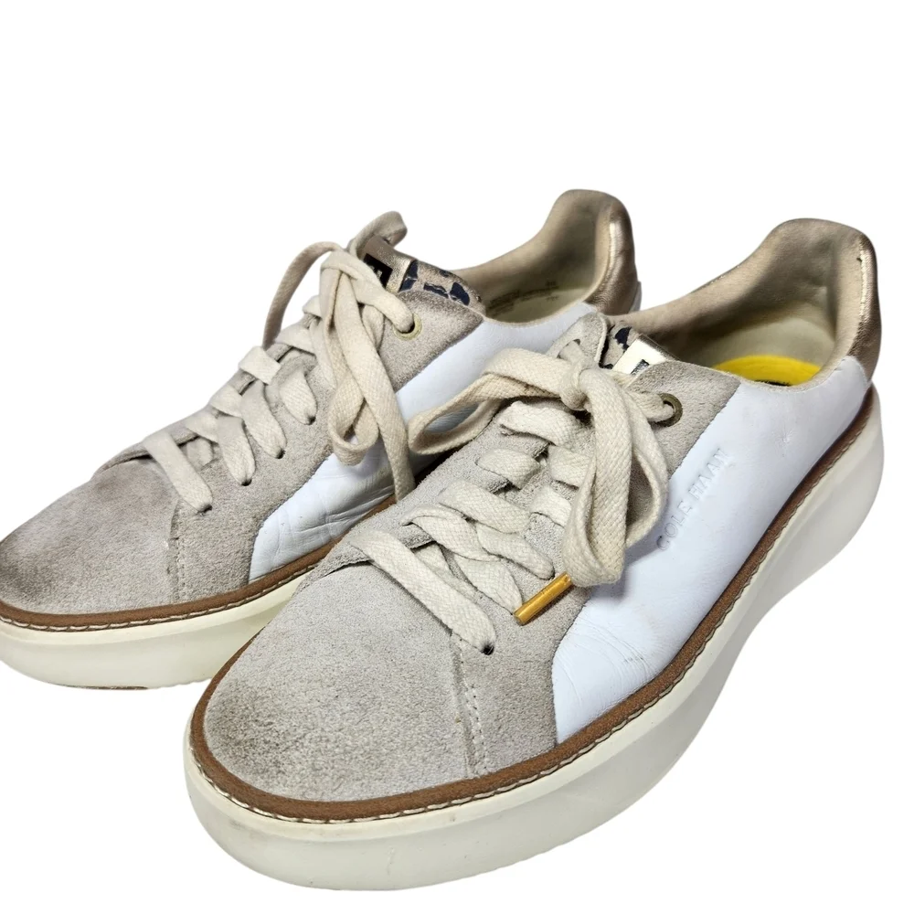 Cole Haan Women's White and Gold Sneakers